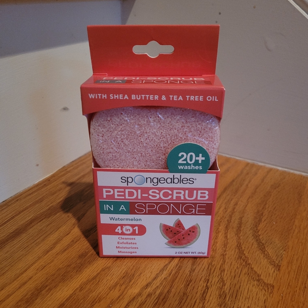 NEW Spongeables Pedi-Scrub in a Sponge with Shea Butter & Tea Tree Oil